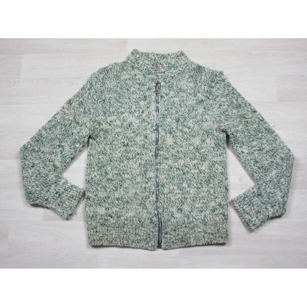 Vintage Sir Bates USA Wool Cardigan Dude Sweater (S-M) Zipper + Ring EUC Green